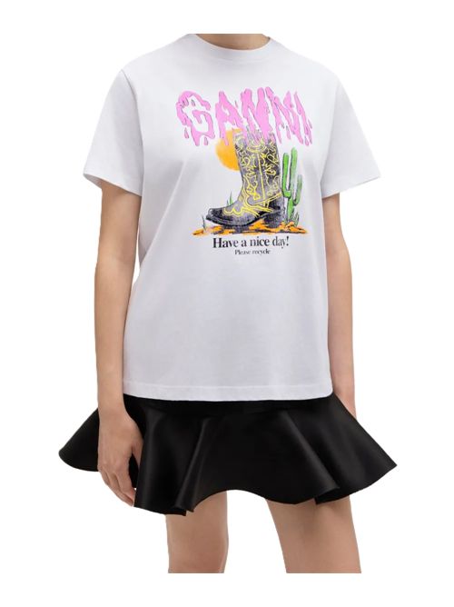 GANNITop con stampa grafica Ganni | A1050075151 BRIGHT WHITE